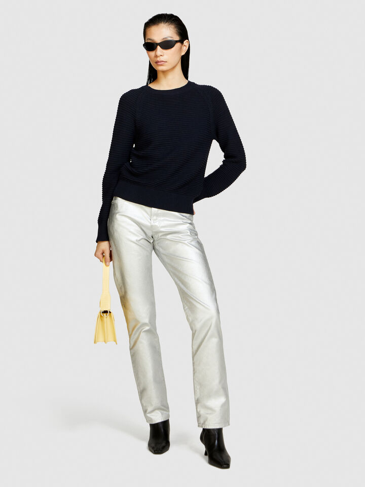 Solid colored sweater - women's crew neck sweaters - Dark Blue | Sisley image number 1